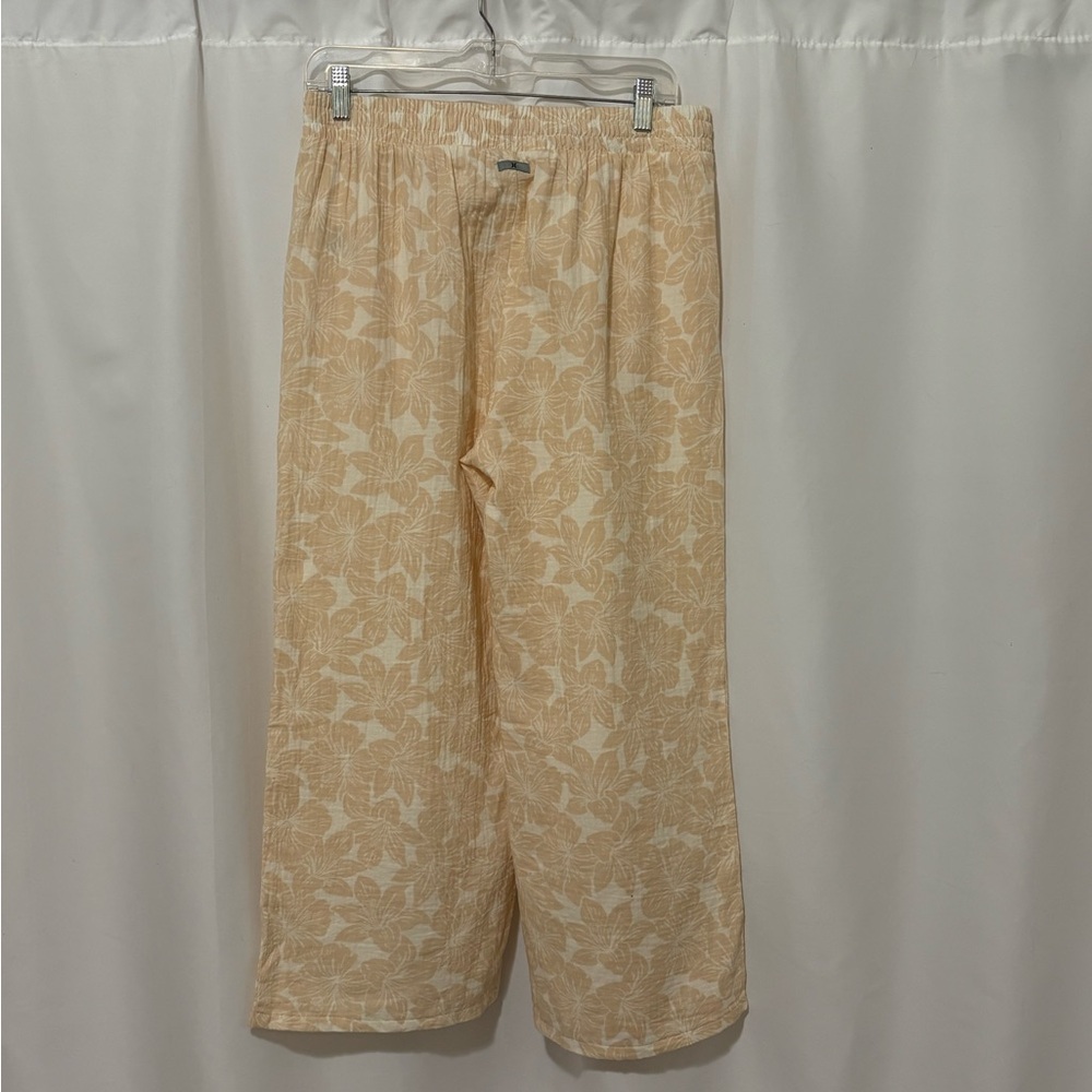 Hurley Coastal Cotton Gauze Wide Leg Crop Pants - yellow Floral (24” Inseam)